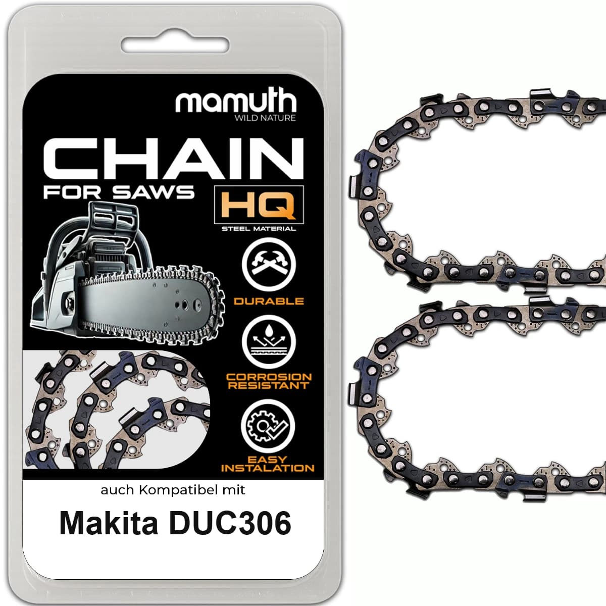 2x Chaîne de scie 30cm 1,1mm 3/8" 46TG pour Makita DUC306