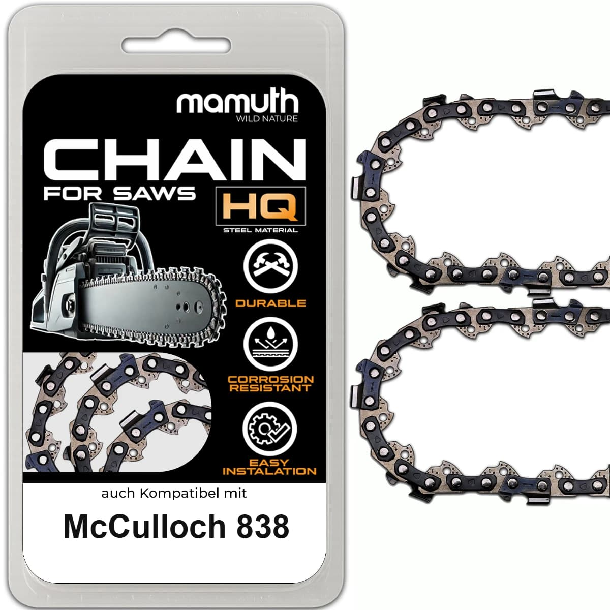 2x Chaîne de scie 40cm 1,3mm 3/8" 54TG pour McCulloch 838
