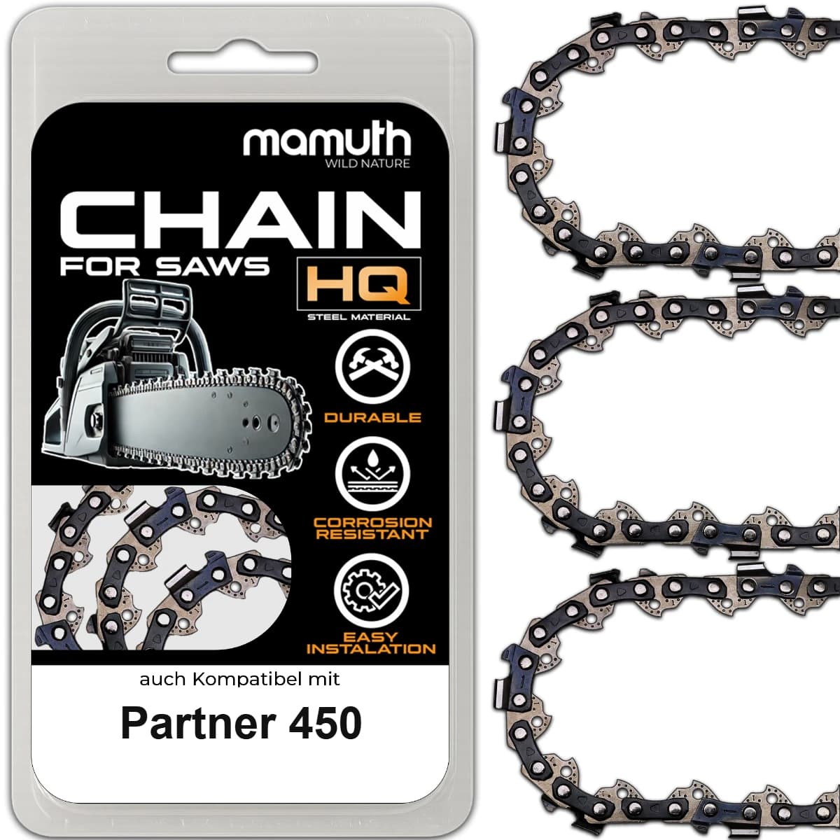 3x Chaîne de scie 38cm 1,3mm 0,325" 64TG pour Partner 450