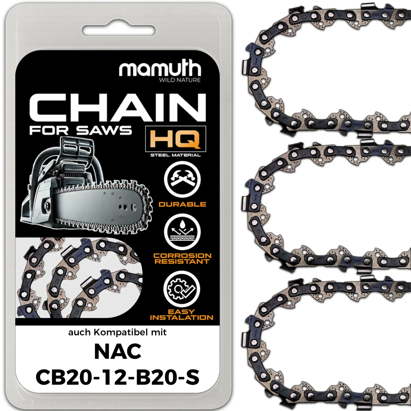 3x Chaîne de tronçonneuse 15cm 1,1mm 1/4" 32 TG pour NAC CB20-12-B20-S