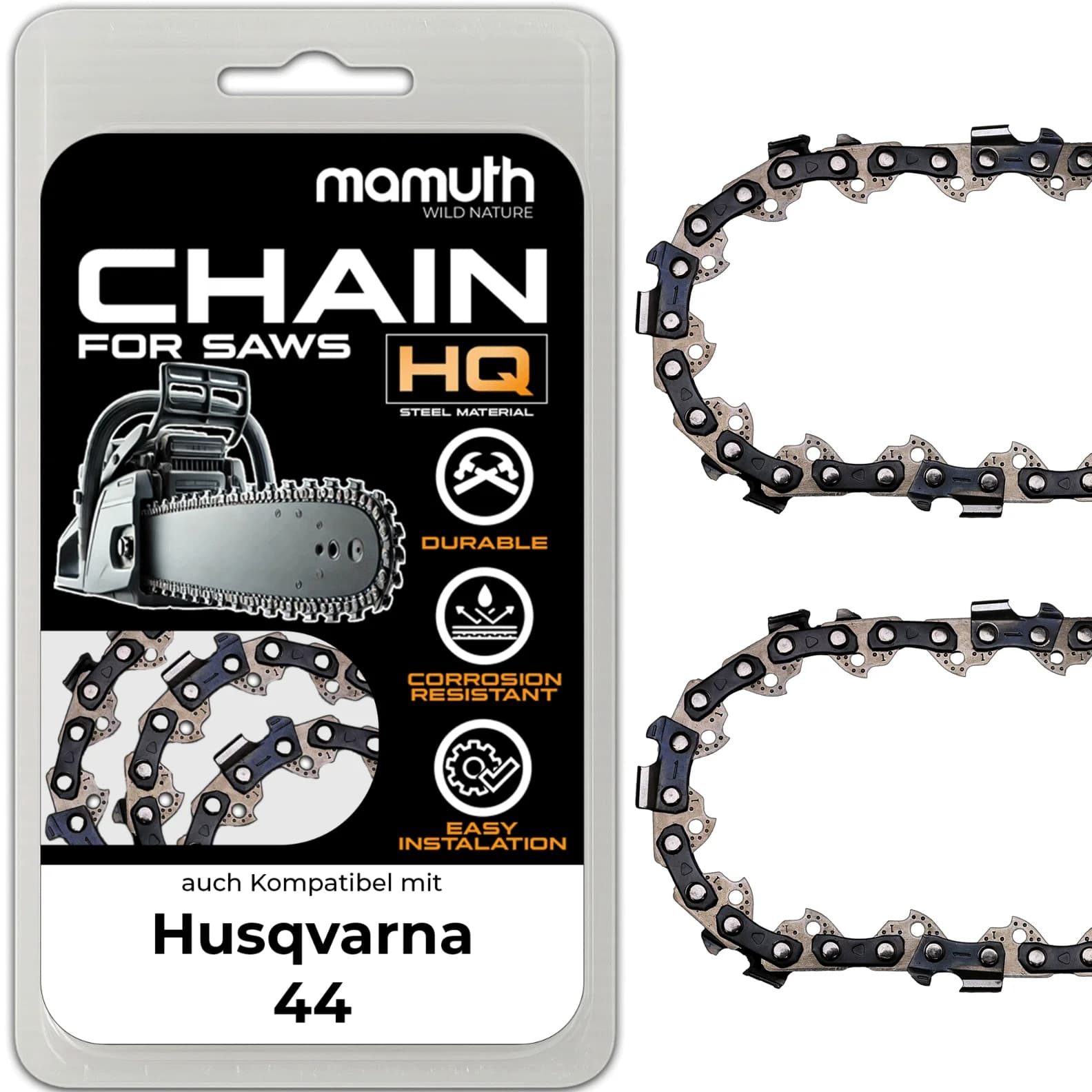 2x Chaîne de scie 45cm 1,5mm 0,325" 72TG pour Husqvarna 44