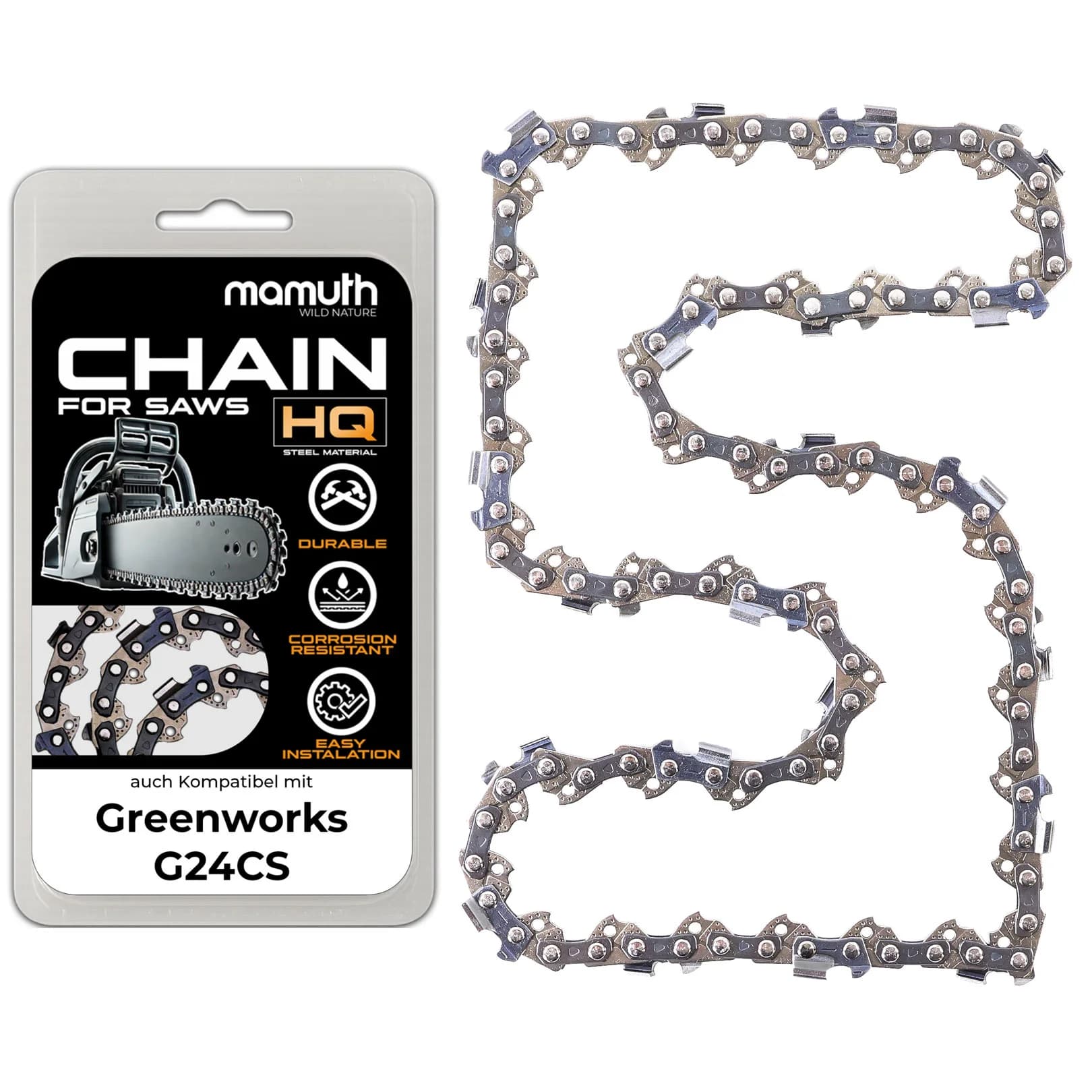 Chaîne de scie 25cm 1,3mm 3/8" 40 TG pour Greenworks G24CS
