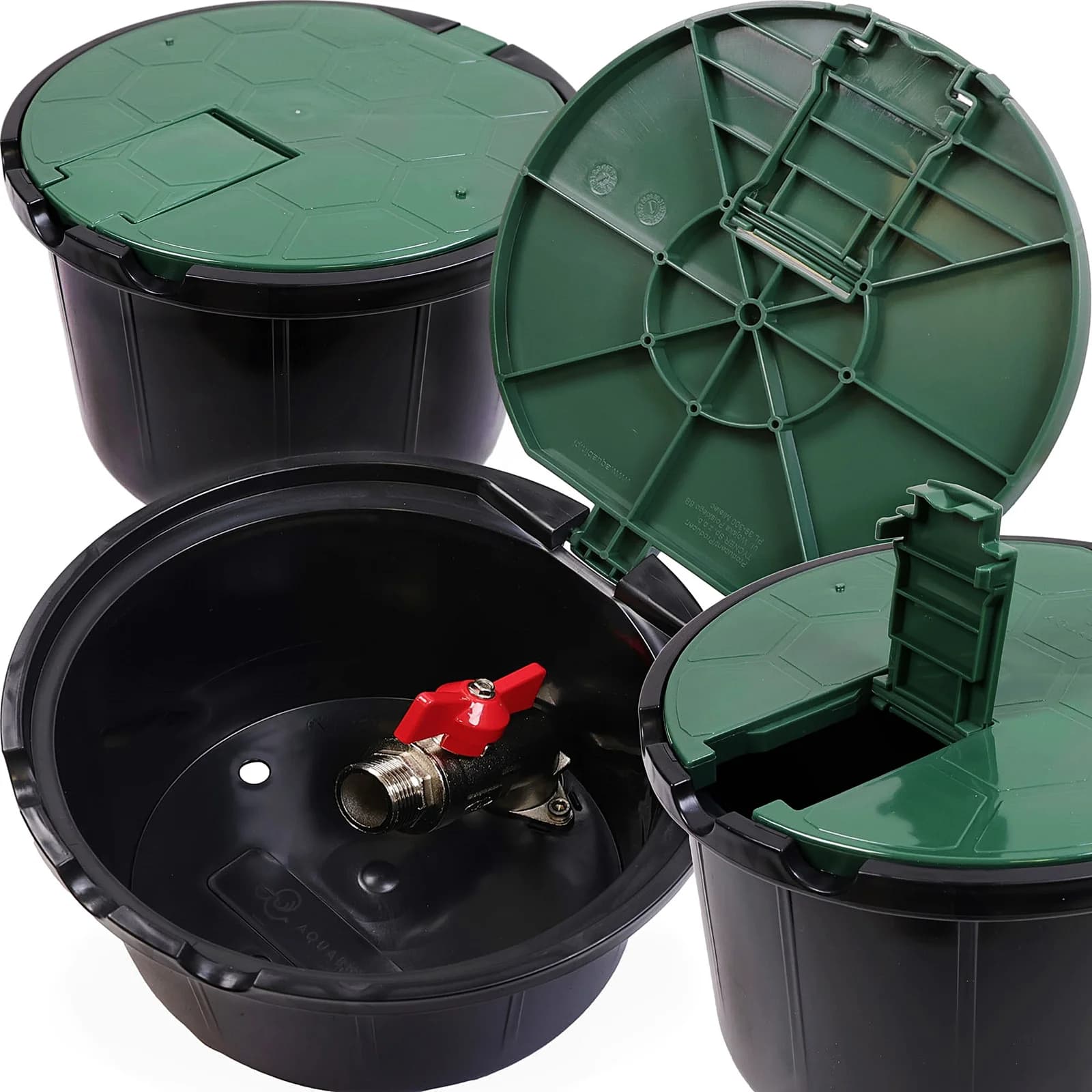 Regard de prise d'eau avec vanne 3/4" vert - HIDE - couvercle plein (2736) Aquabin