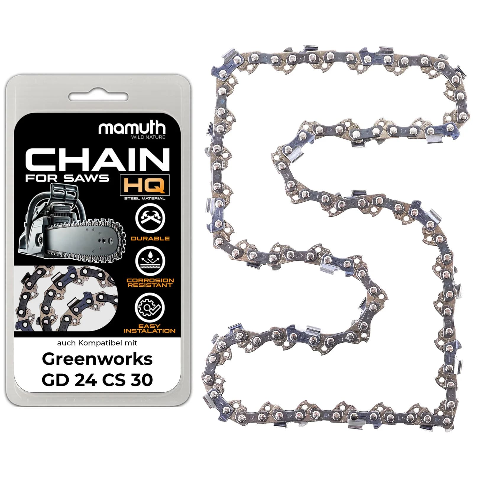 Chaîne de tronçonneuse 30cm 1,3mm 3/8" 45 TG pour Greenworks GD 24 CS 30