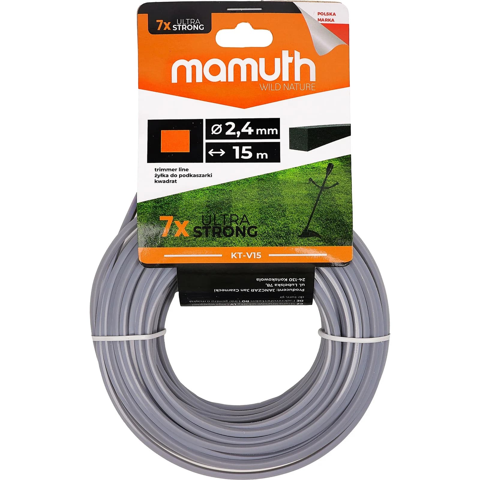 Fil de coupe 2,4mm 15m QUADRATIC Coupe-bordure moteur Coupe-herbe de rechange pour tête de coupe